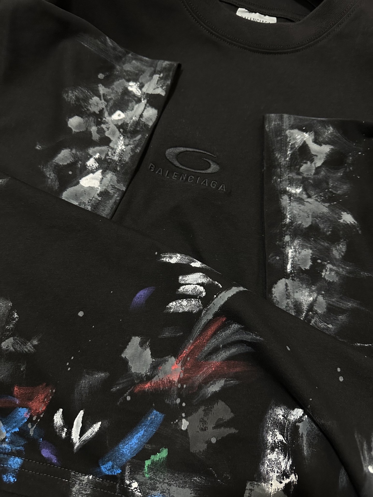 Balenciaga Balenciaga 巴黎世家 单环刺绣logo涂鸦做旧短袖T恤