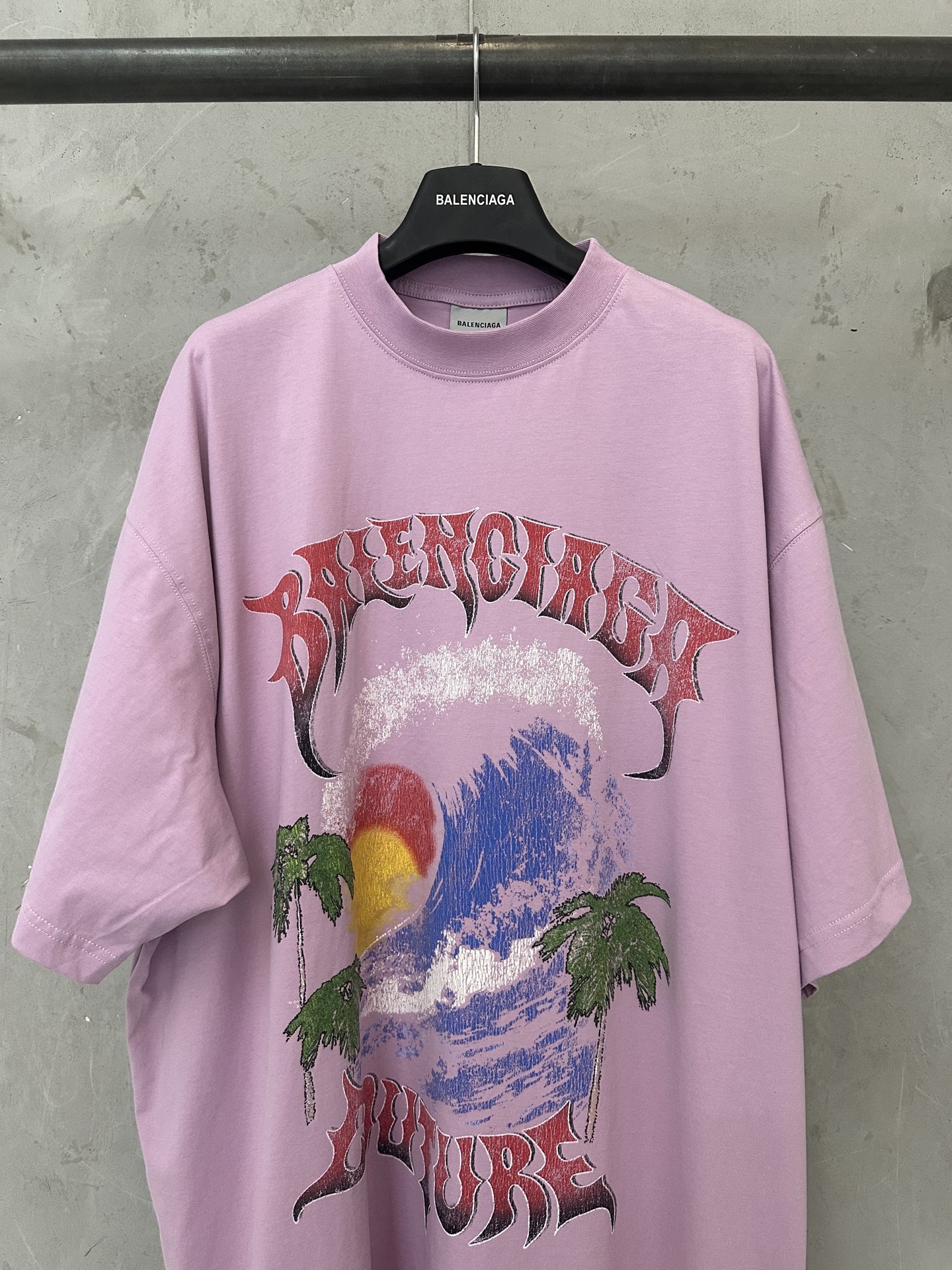 Balenciaga Balenciaga 巴黎世家 26ss 海浪椰树龟裂印花短袖T恤