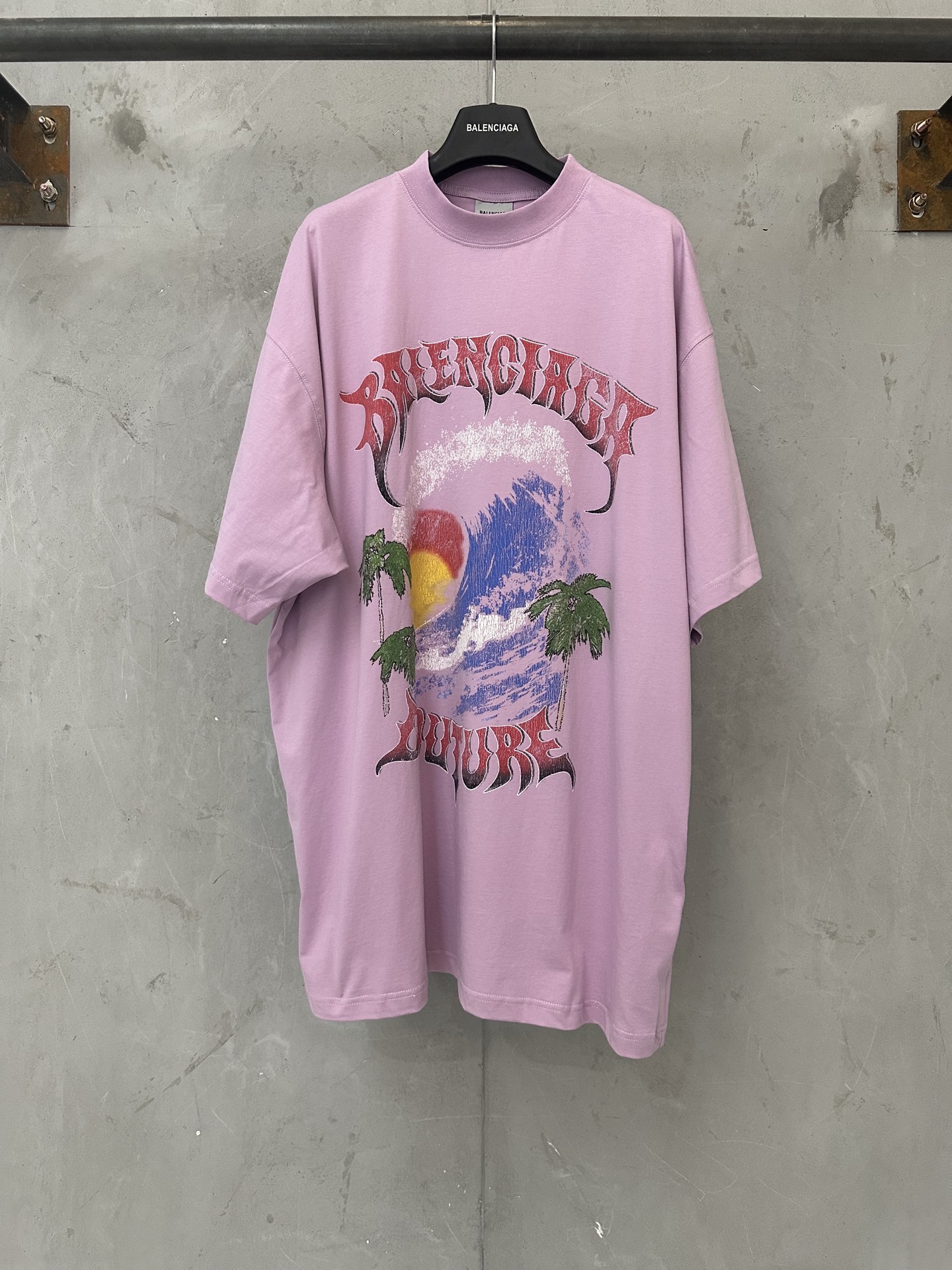 Balenciaga Balenciaga 巴黎世家 26ss 海浪椰树龟裂印花短袖T恤