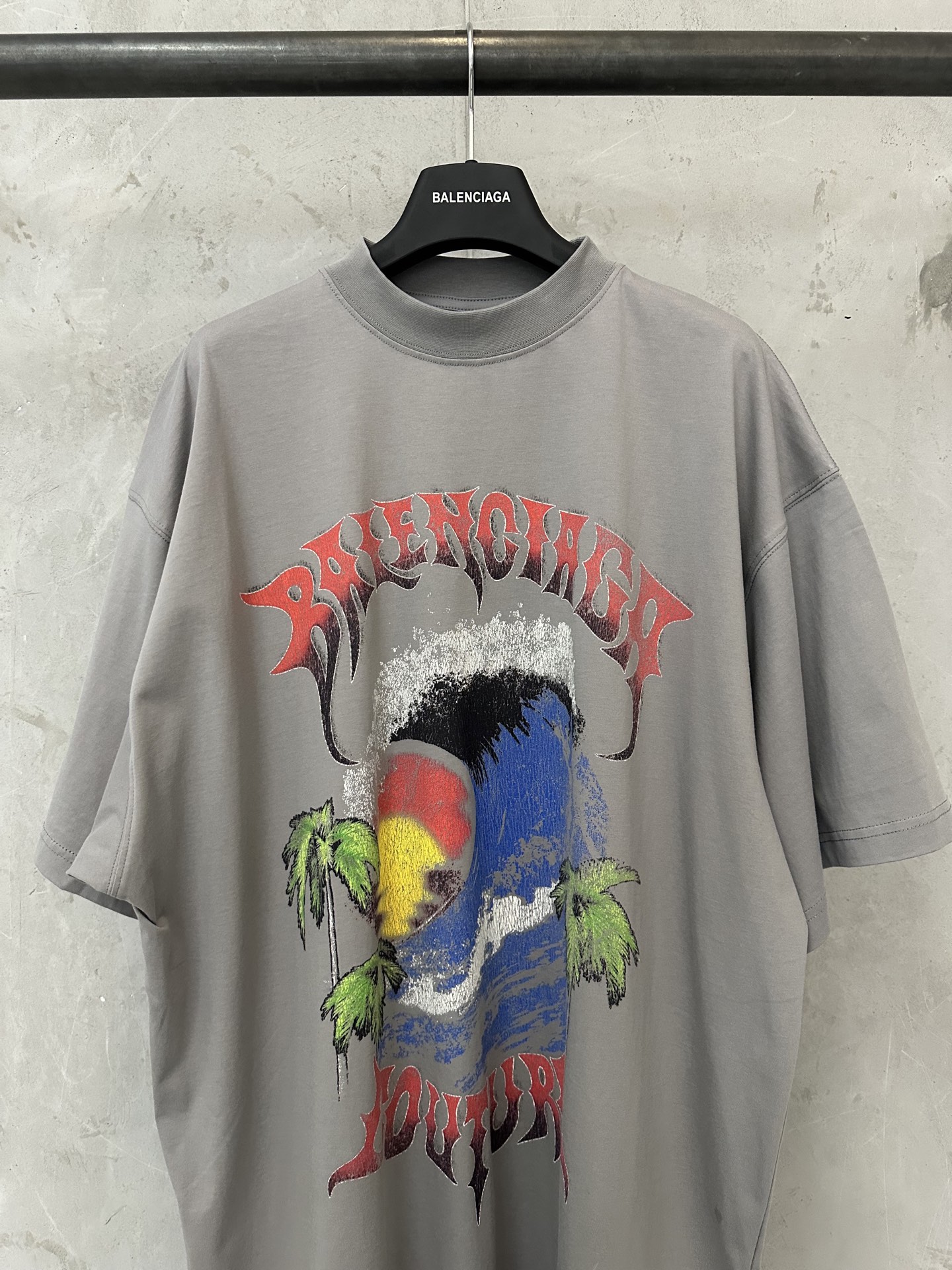Balenciaga Balenciaga 巴黎世家 26ss 海浪椰树龟裂印花短袖T恤