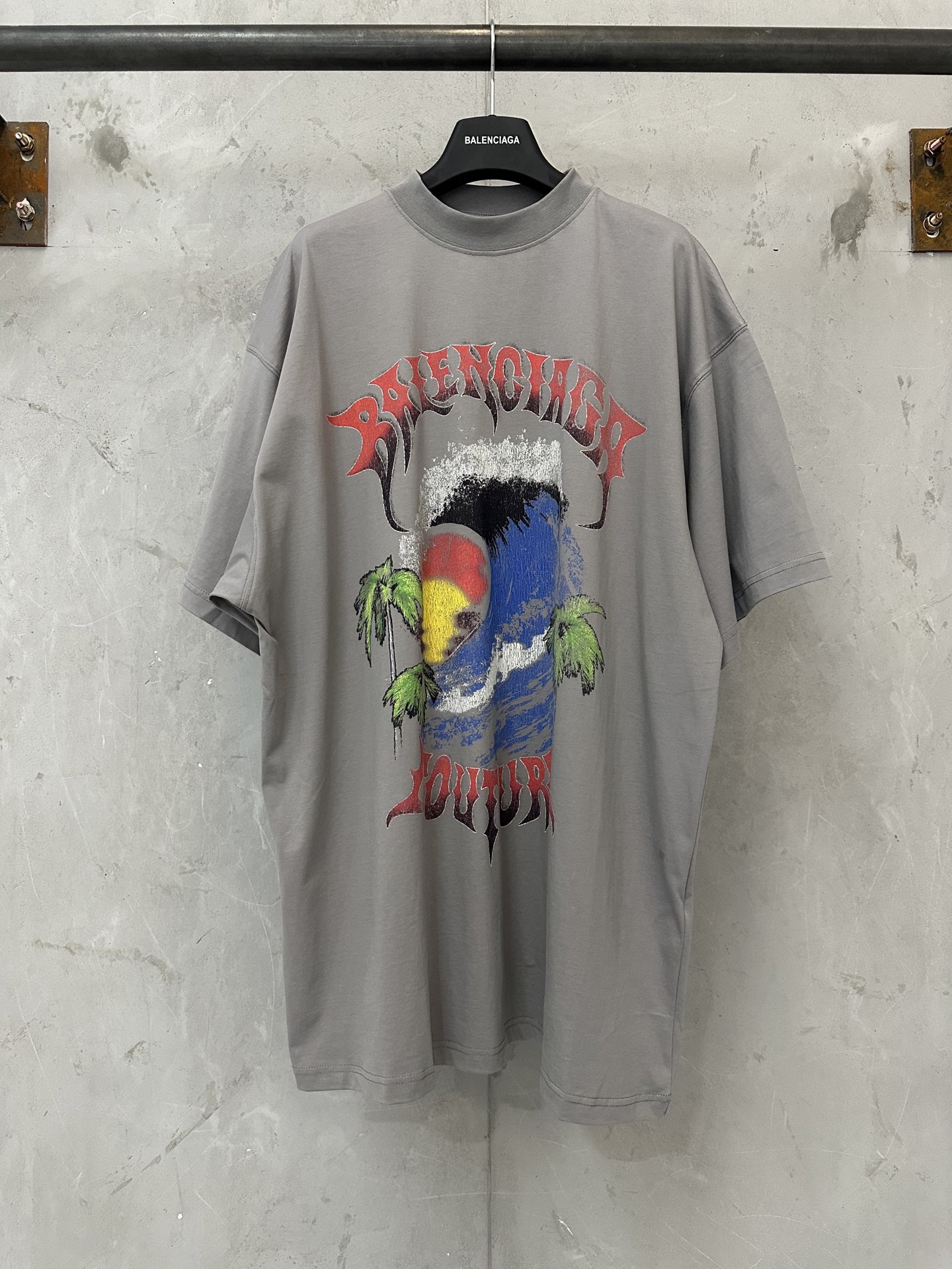 Balenciaga Balenciaga 巴黎世家 26ss 海浪椰树龟裂印花短袖T恤