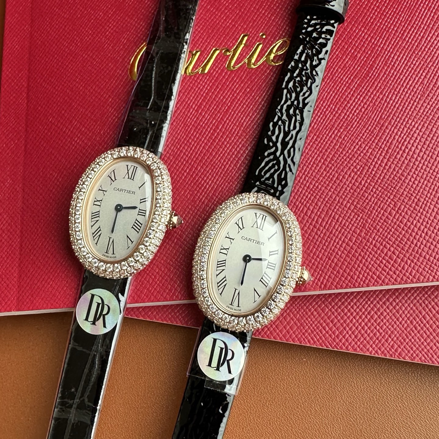 까르띠에 바뇨아르 32×26mm 26mm DR공장 쿼츠 무브먼트 다이아 로즈골드 악어가죽 블루 블랙 레플리카 42694