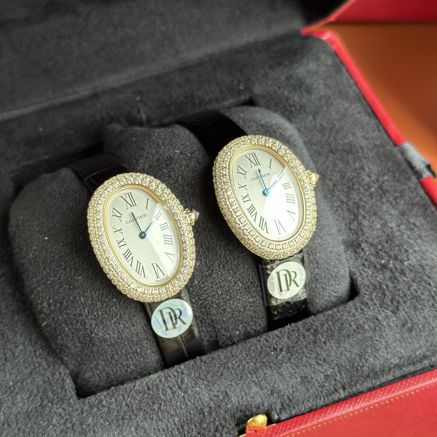까르띠에 바뇨아르 32×26mm 26mm DR공장 쿼츠 무브먼트 다이아 로즈골드 악어가죽 블루 블랙 레플리카 42640
