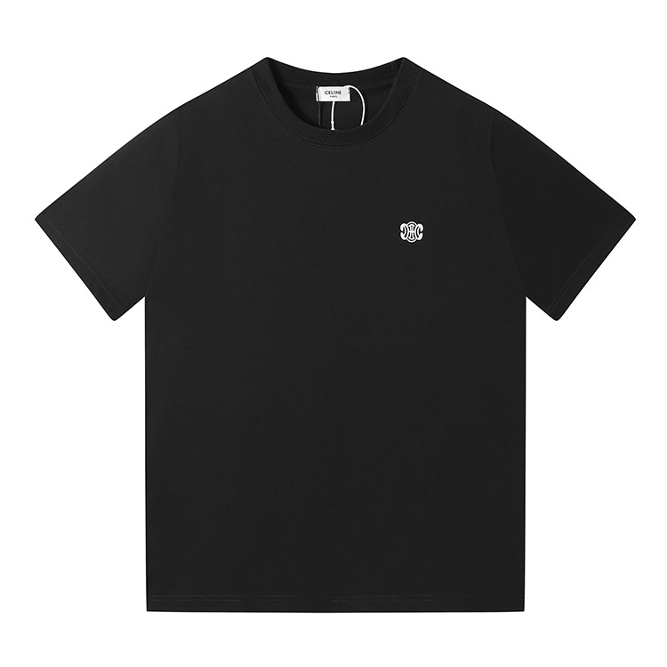 High-Quality CELINE Céline 25ss Embroidered Logo Short Sleeves in Cotton Fabric