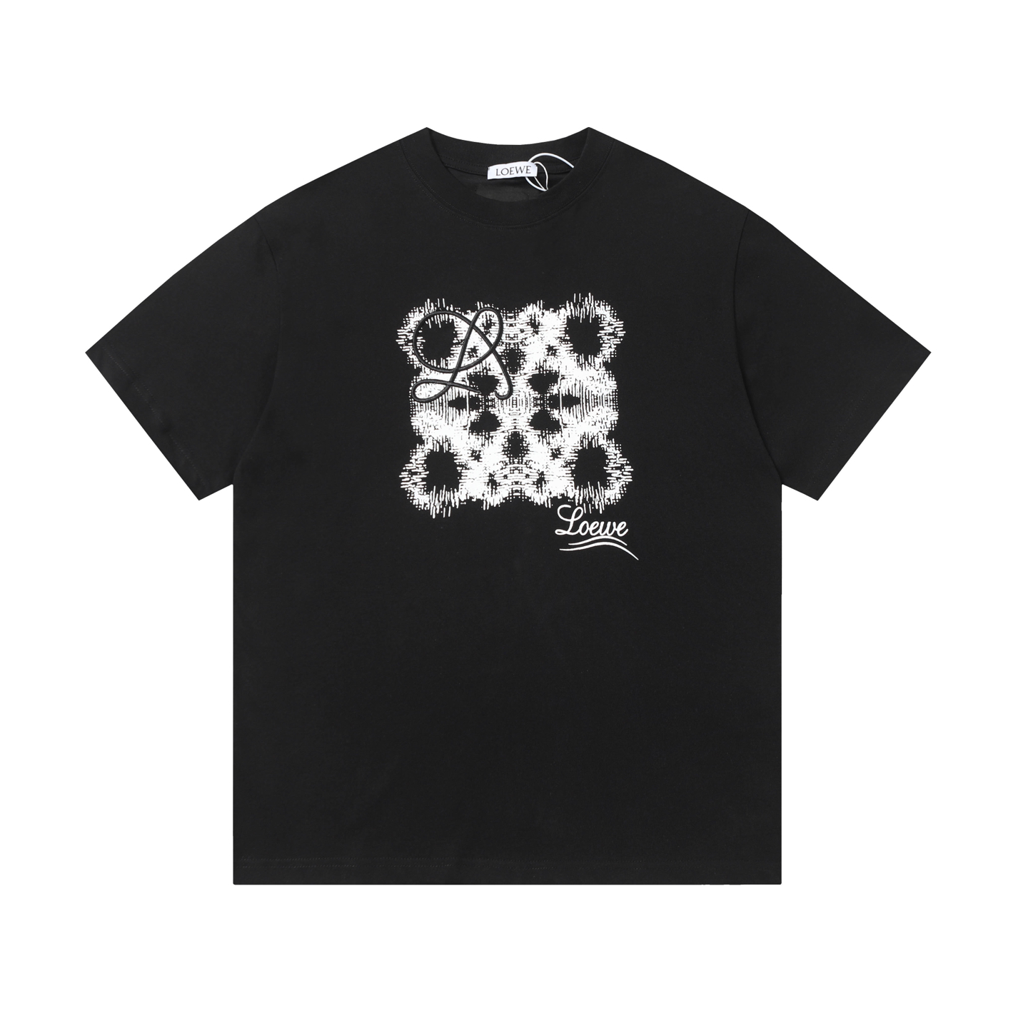 Loewe 25s Cotton Fabric Shirt in White and Black, Sizes S-XXL, 270g.