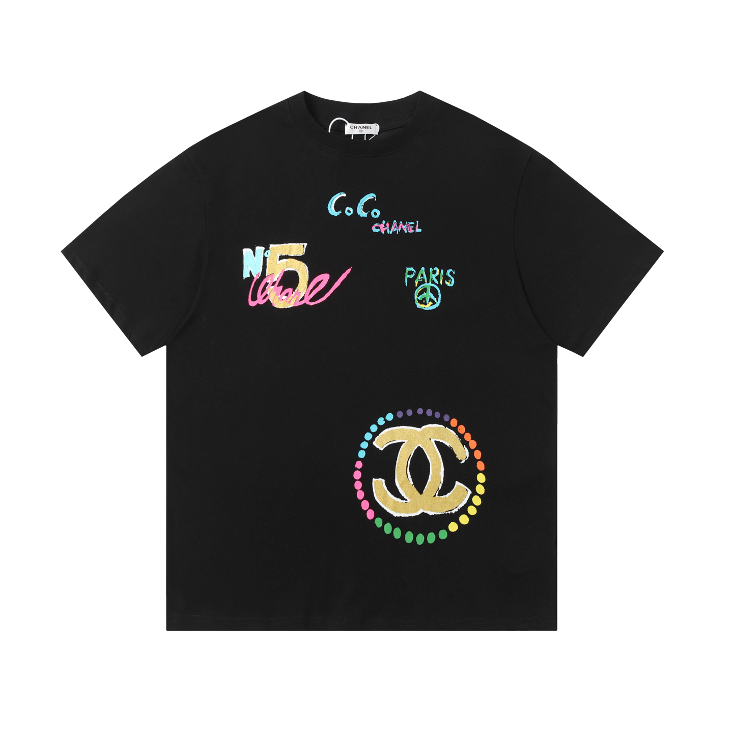High-Quality Chanel 25ss Graffiti Short Sleeves in New Colors: Fabric, Size, and More - 图片 1