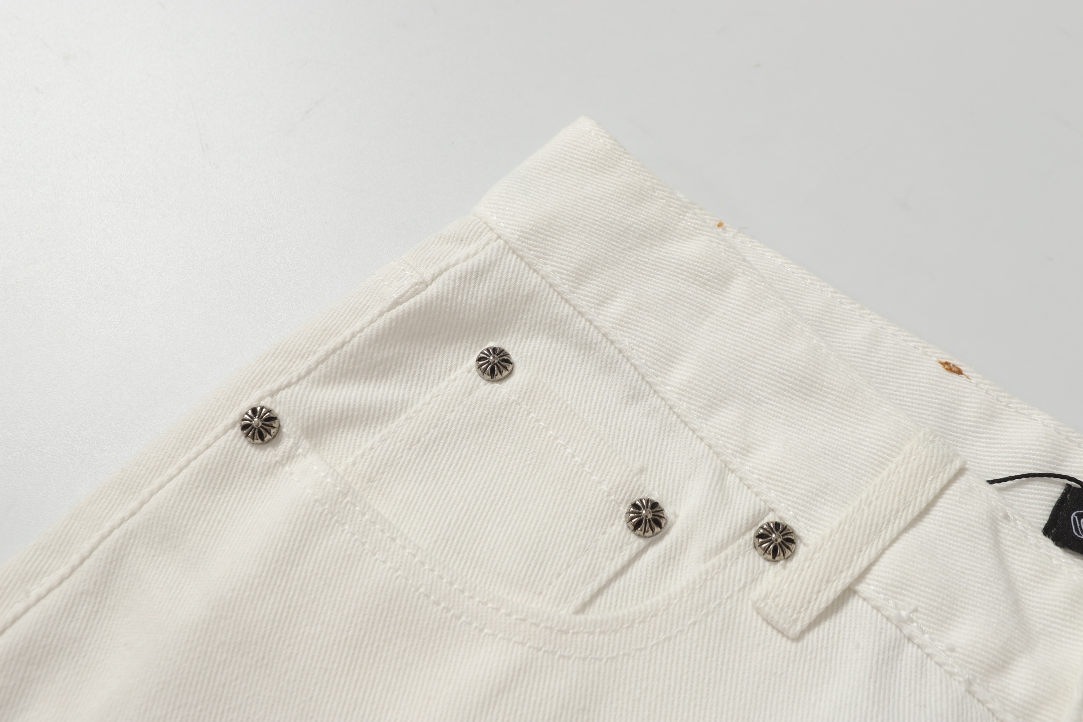 Chrome Hearts Chrome Hearts/克罗心 白牛系列彩皮十字架水洗色布 牛仔长裤