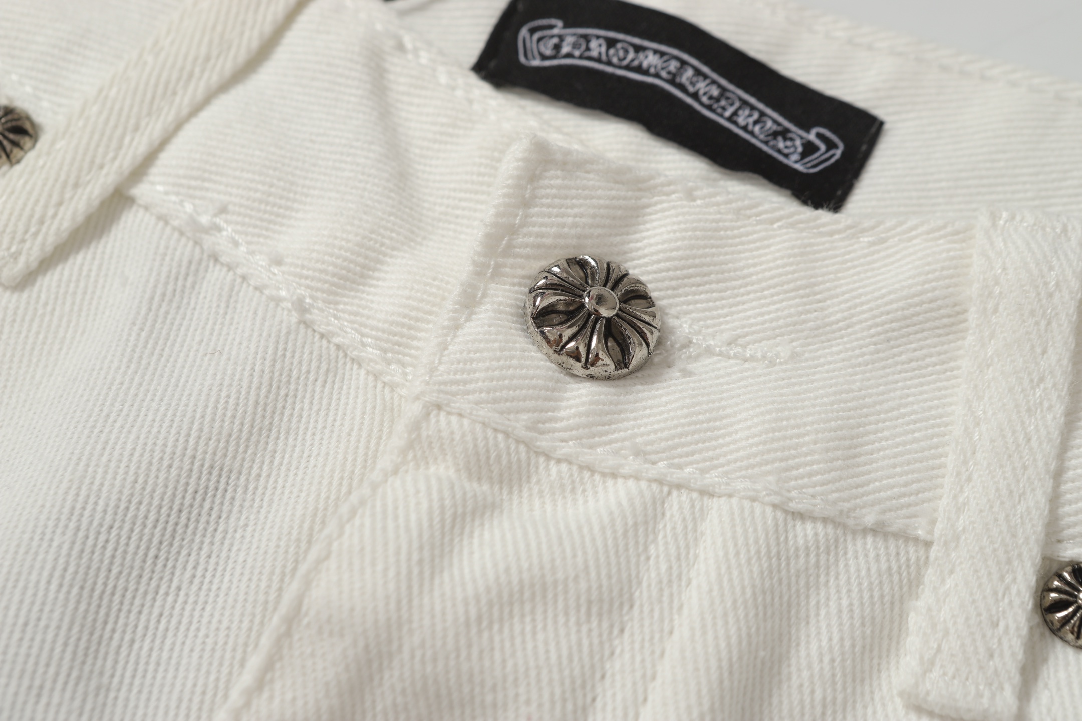 Chrome Hearts Chrome Hearts/克罗心 白牛系列彩皮十字架水洗色布 牛仔长裤