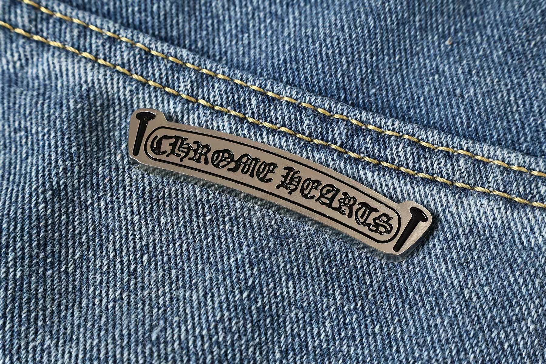 Chrome Hearts Chrome Hearts/克罗心 彩皮十字架水洗色布 牛仔长裤