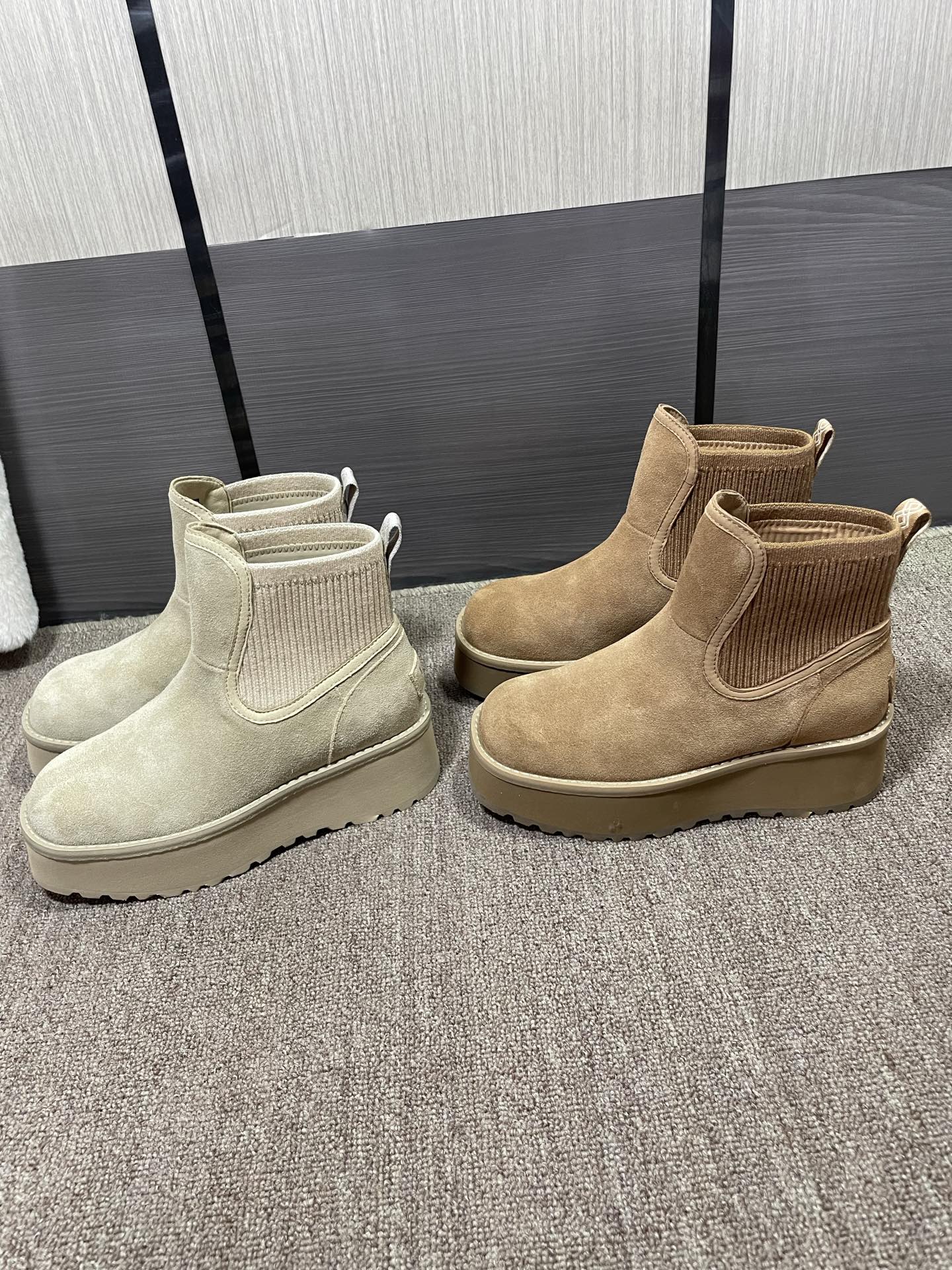 上新❤️UGG城市方克靴（切尔西款）材料：牛皮反绒，羊皮毛，强力橡筋，大底：EVA➕生胶底片耐磨跟高5厘