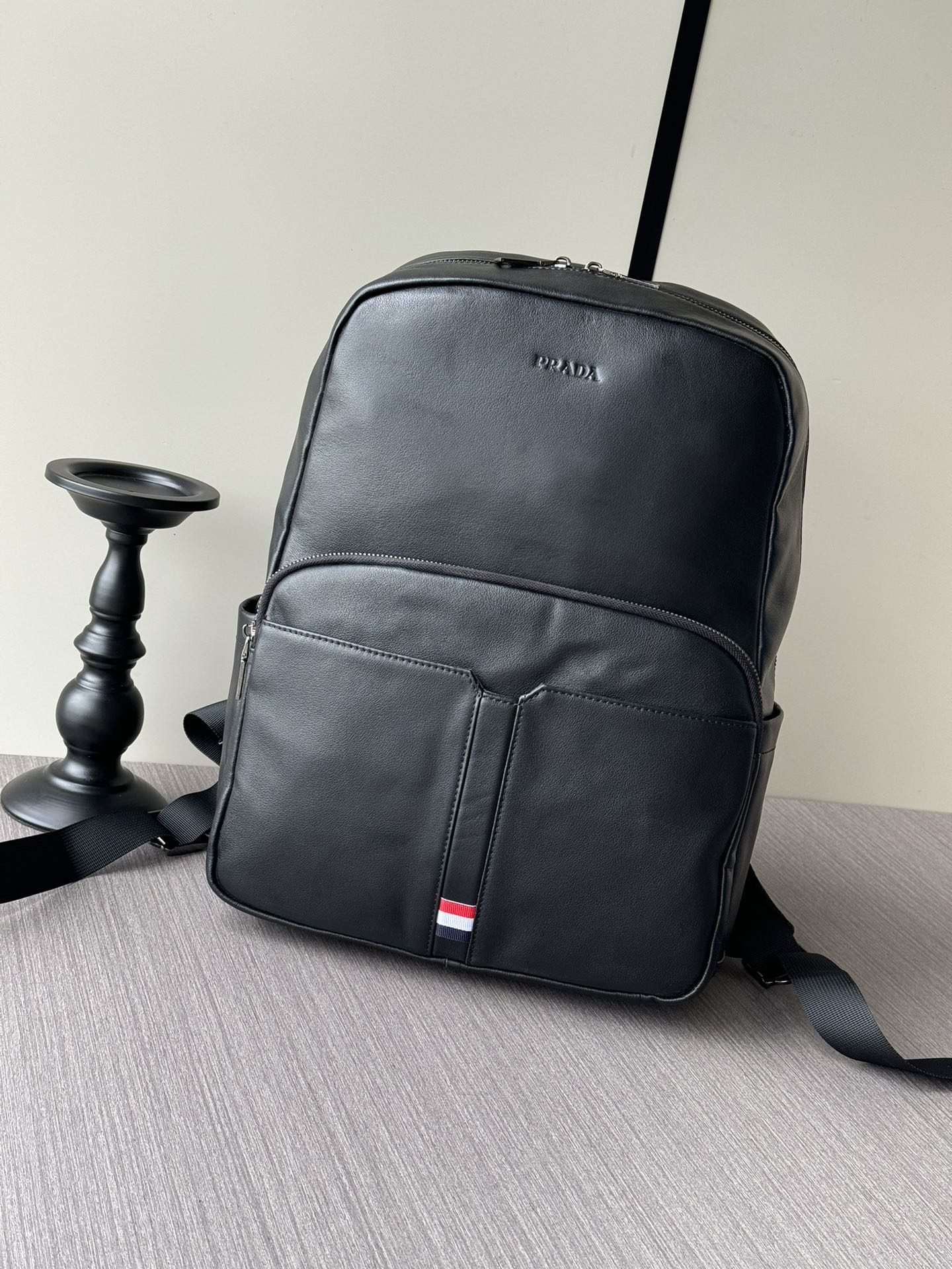 Prada Bags Backpack Black Calfskin Cowhide