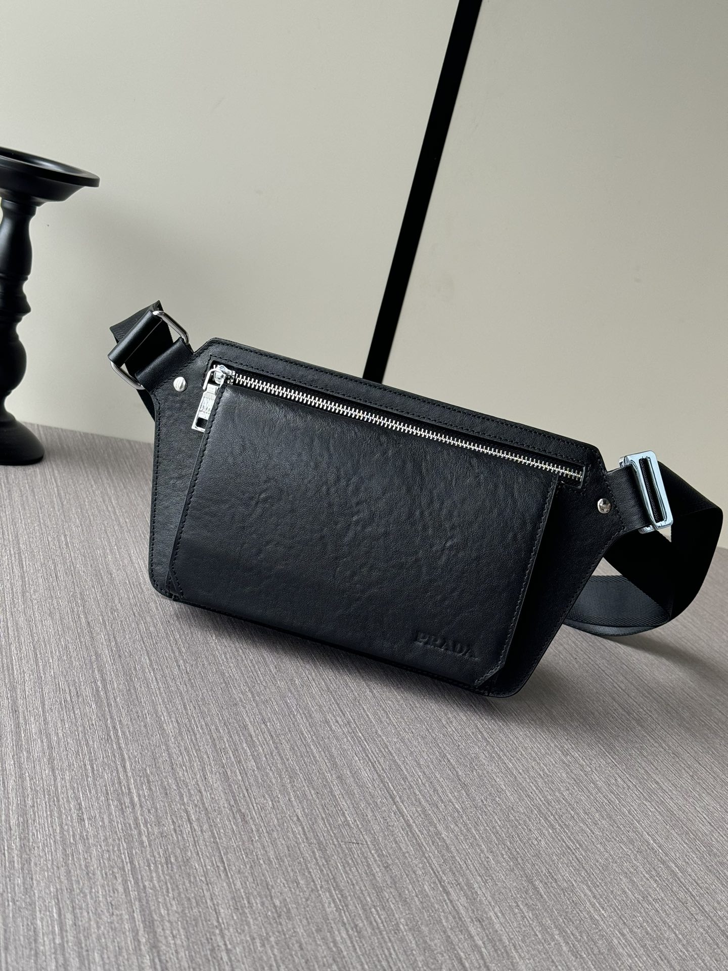 Prada Belt Bags & Fanny Packs Black Unisex Calfskin Cowhide Fashion Casual