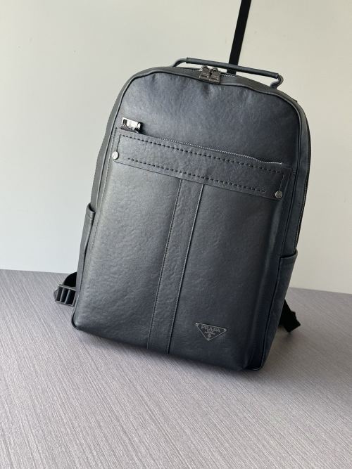 Prada Men's Full Leather Backpack - Black, Model 5430037-3, Size 40-30-16