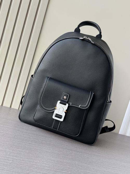 Dior Men's Black Leather Backpack, 33 x 43.5 x 19.5 cm, Laptop and Tablet Compartment 1 Dior Men's Black Leather Backpack, 33 x 43.5 x 19.5 cm, Laptop and Tablet Compartment