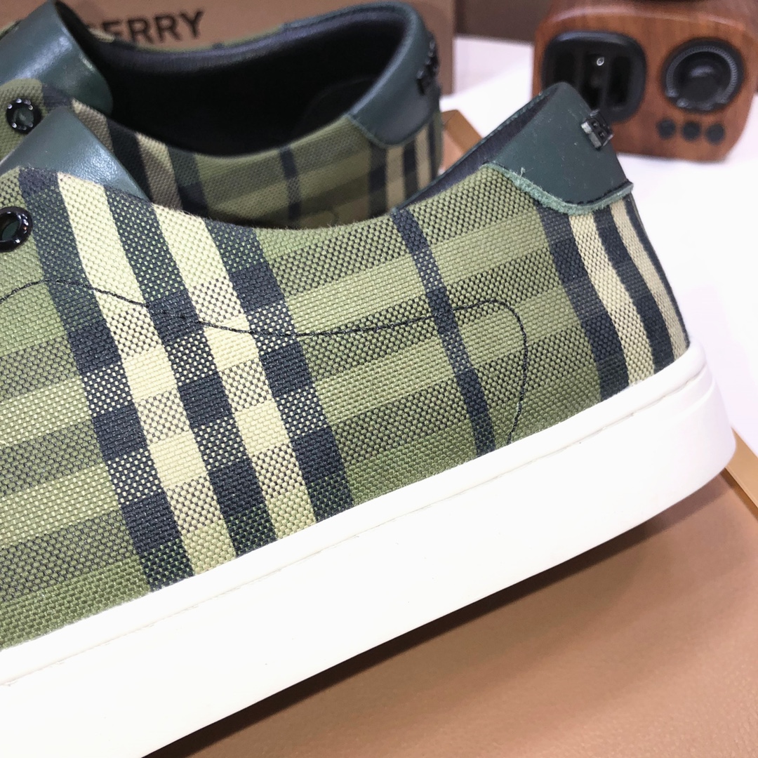 Factory lote [burberry Burberry] clásico lowtop entrenadores importados de piel de vaca con tela esc