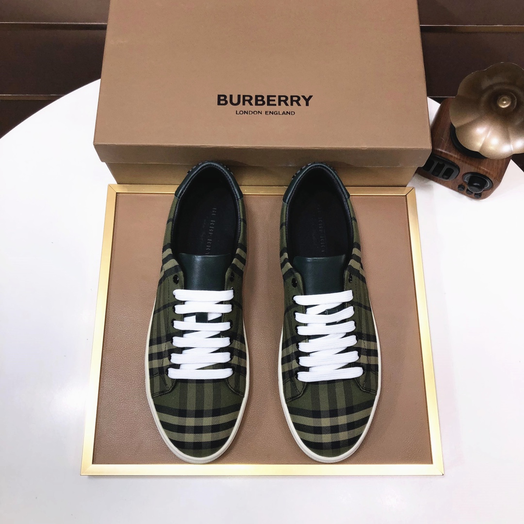 Factory lote [burberry Burberry] clásico lowtop entrenadores importados de piel de vaca con tela esc