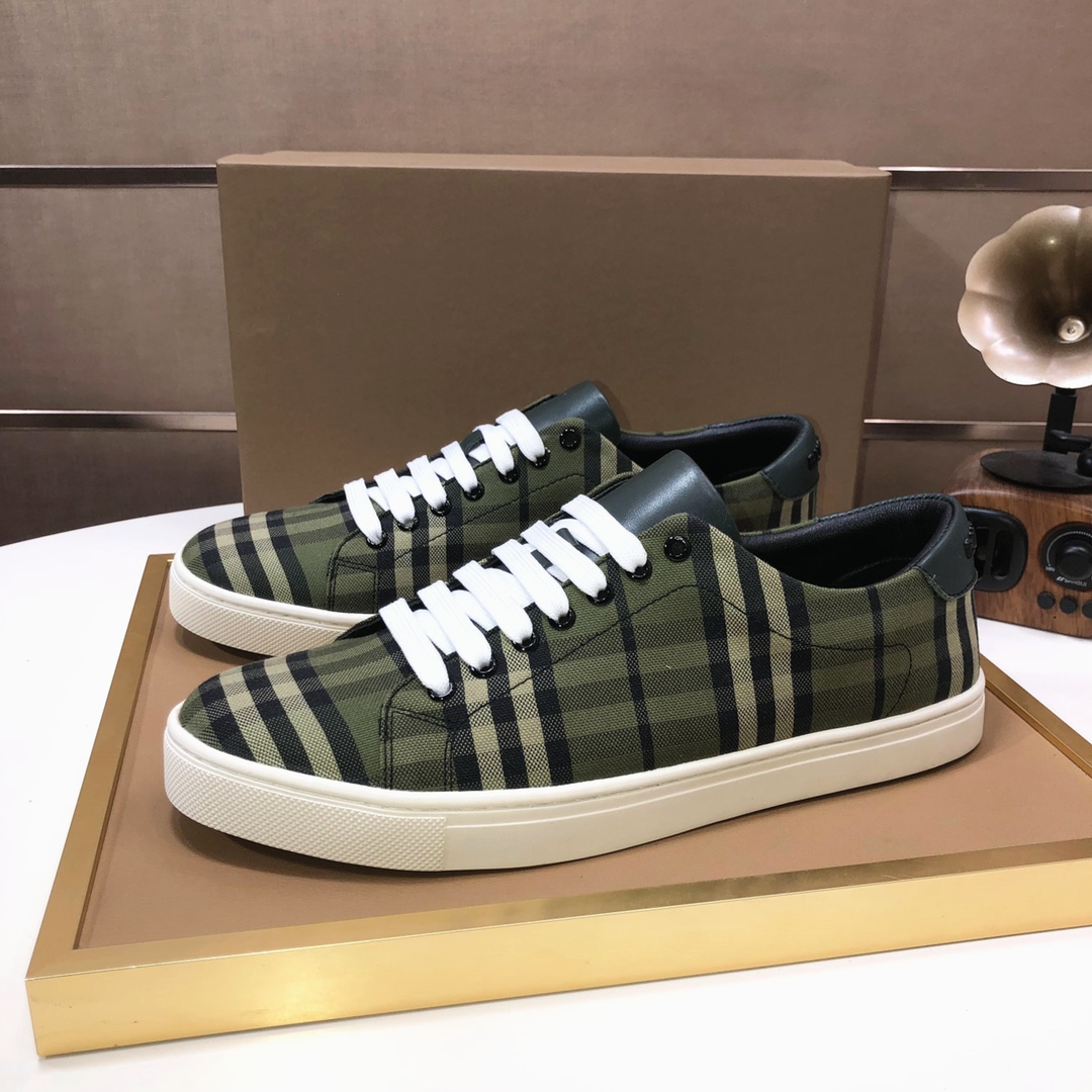 Factory lote [burberry Burberry] clásico lowtop entrenadores importados de piel de vaca con tela esc
