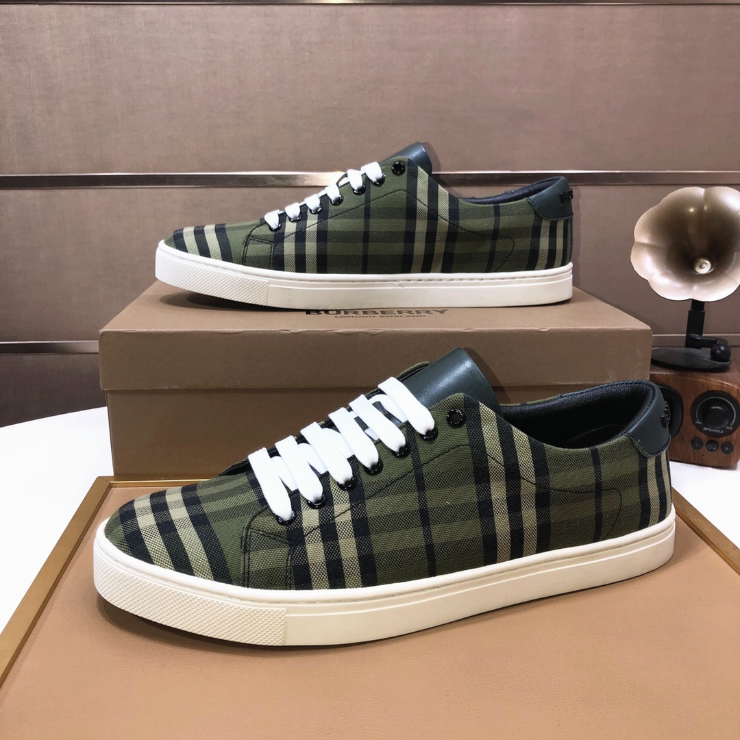 Factory lote [burberry Burberry] clásico lowtop entrenadores importados de piel de vaca con tela esc