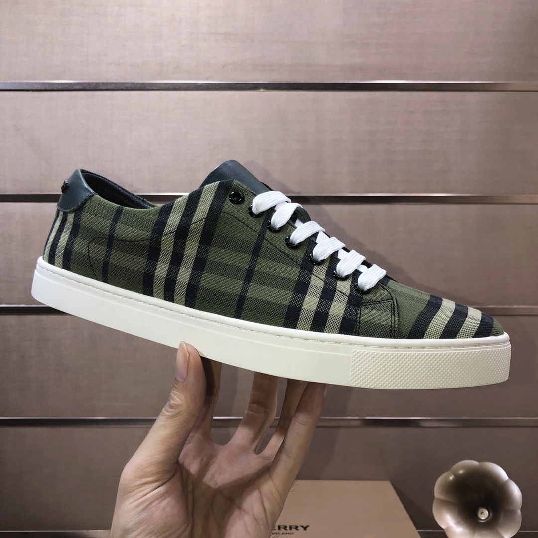 Factory lote [burberry Burberry] clásico lowtop entrenadores importados de piel de vaca con tela esc