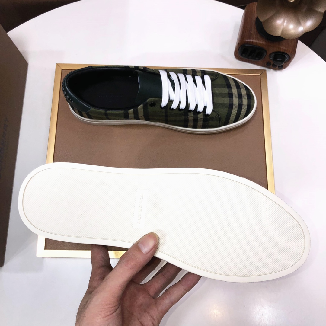 Factory lote [burberry Burberry] clásico lowtop entrenadores importados de piel de vaca con tela esc