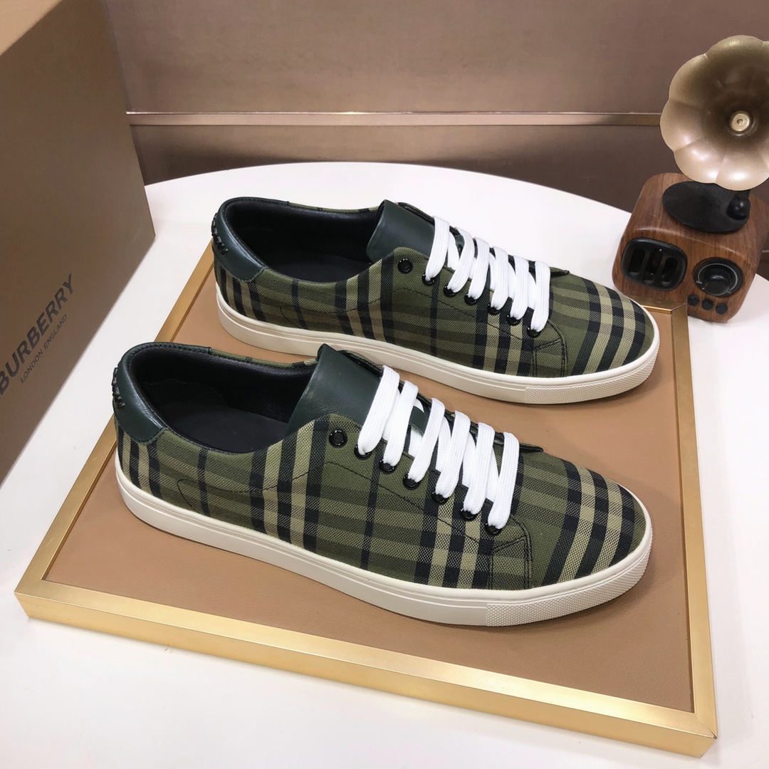 Factory lote [burberry Burberry] clásico lowtop entrenadores importados de piel de vaca con tela esc
