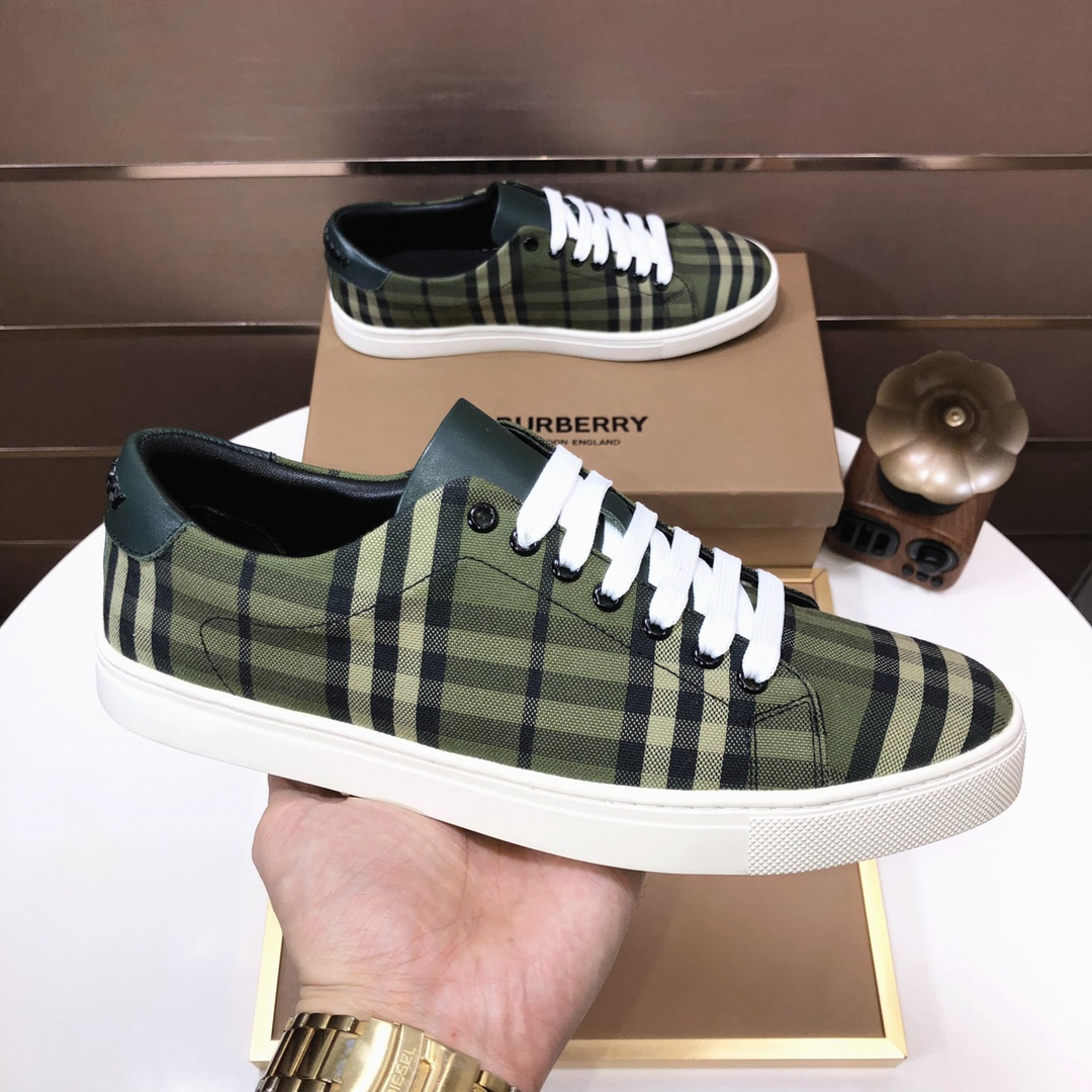 Factory lote [burberry Burberry] clásico lowtop entrenadores importados de piel de vaca con tela esc