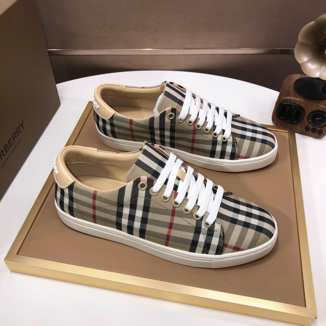 Factory lote [burberry Burberry] clásico lowtop entrenadores importados de piel de vaca con tela esc