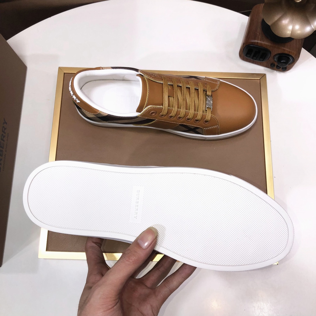 Factory lote [burberry Burberry] clásico lowtop entrenadores importados de piel de vaca con tela esc