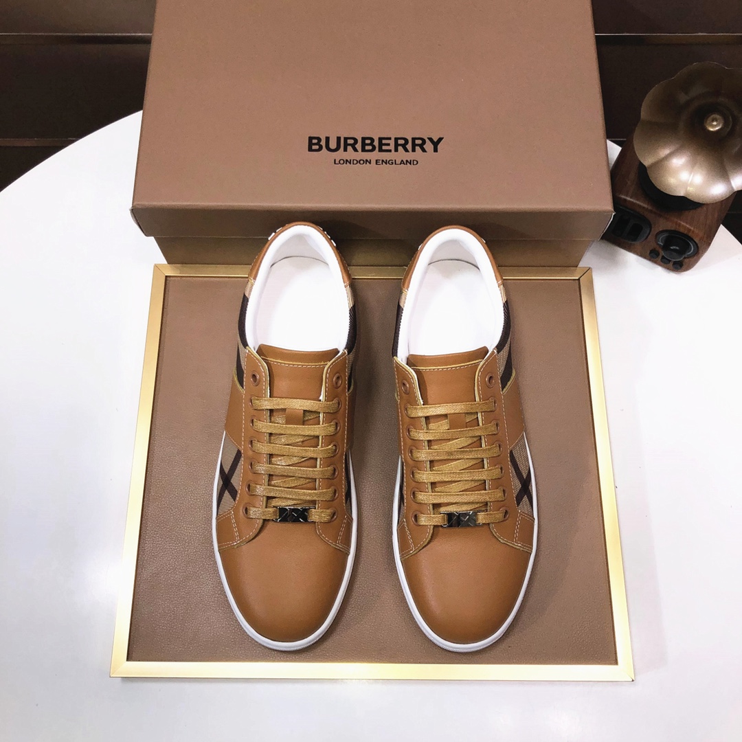Factory lote [burberry Burberry] clásico lowtop entrenadores importados de piel de vaca con tela esc