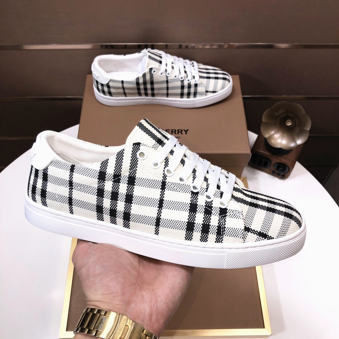 Factory lote [burberry Burberry] clásico lowtop entrenadores importados de piel de vaca con tela esc