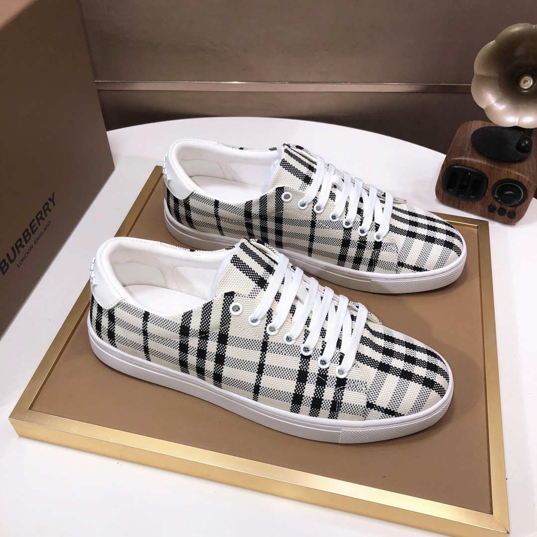 Factory lote [burberry Burberry] clásico lowtop entrenadores importados de piel de vaca con tela esc