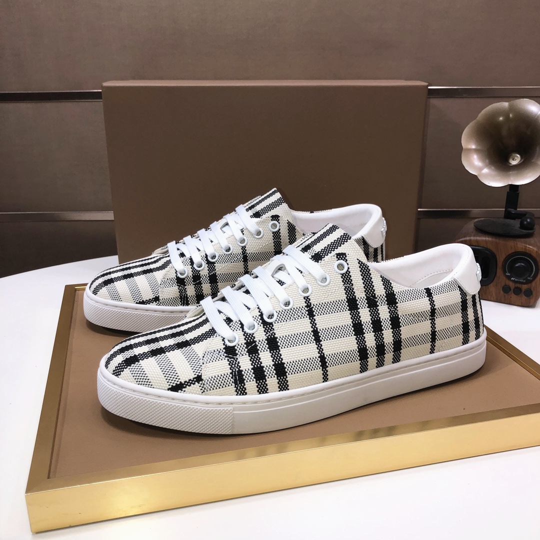 Factory lote [burberry Burberry] clásico lowtop entrenadores importados de piel de vaca con tela esc