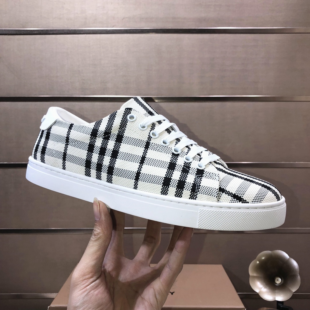 Factory lote [burberry Burberry] clásico lowtop entrenadores importados de piel de vaca con tela esc