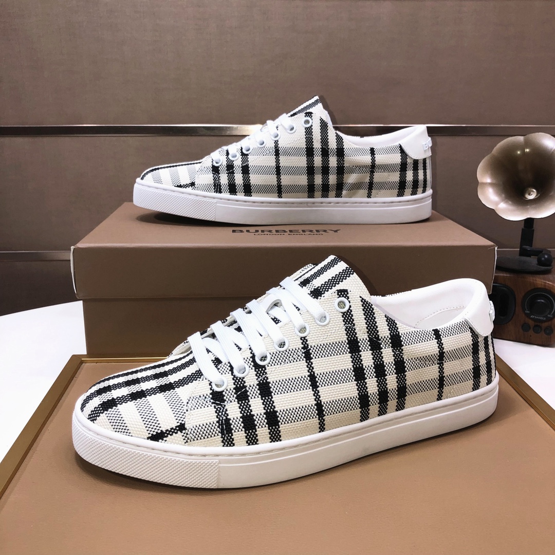 Factory lote [burberry Burberry] clásico lowtop entrenadores importados de piel de vaca con tela esc