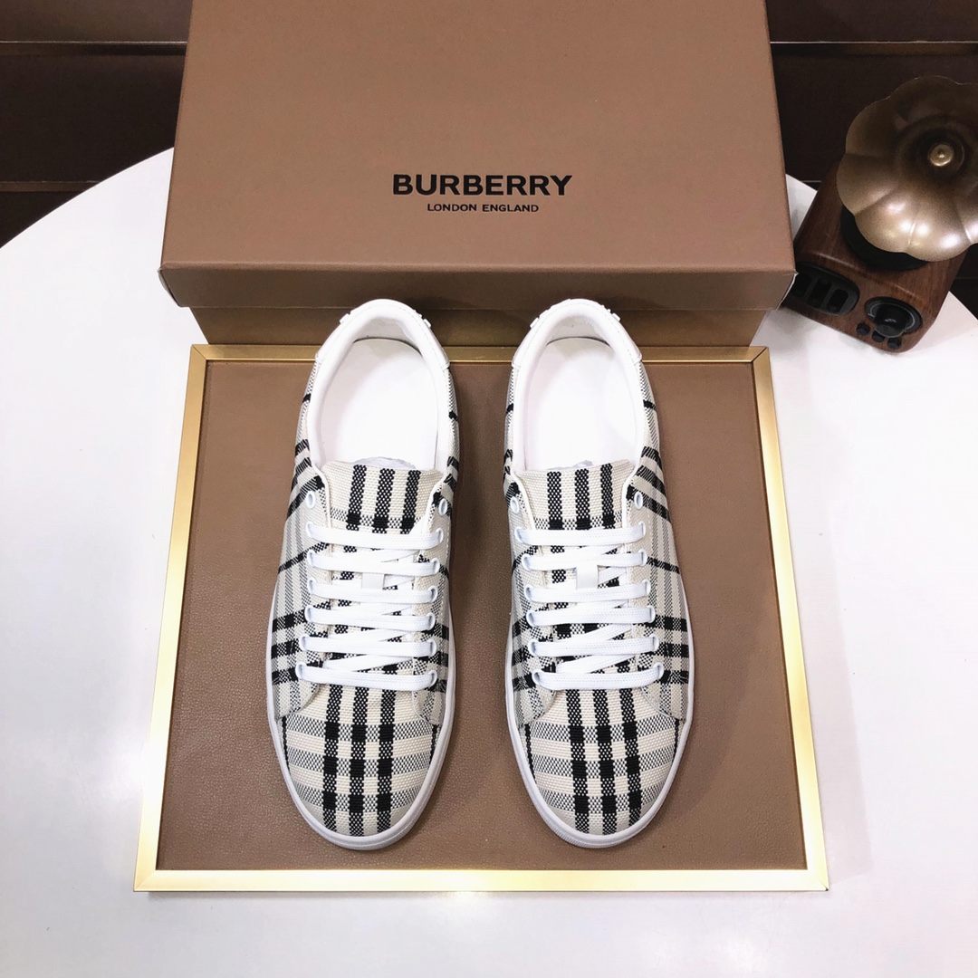 Factory lote [burberry Burberry] clásico lowtop entrenadores importados de piel de vaca con tela esc