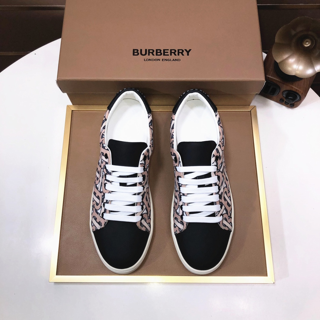 Factory lote [burberry Burberry] clásico lowtop entrenadores importados de piel de vaca con tela esc