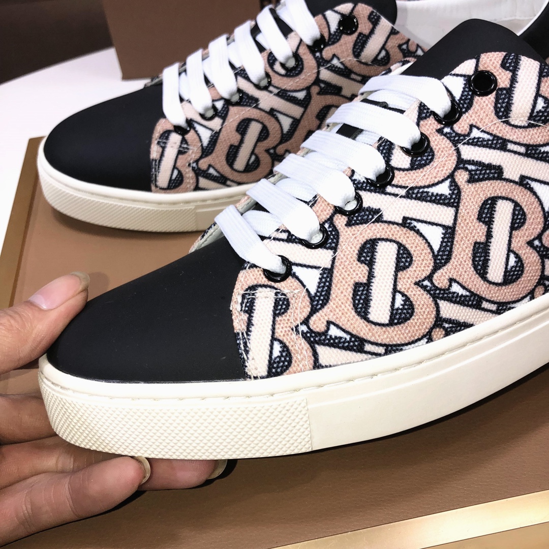 Factory lote [burberry Burberry] clásico lowtop entrenadores importados de piel de vaca con tela esc