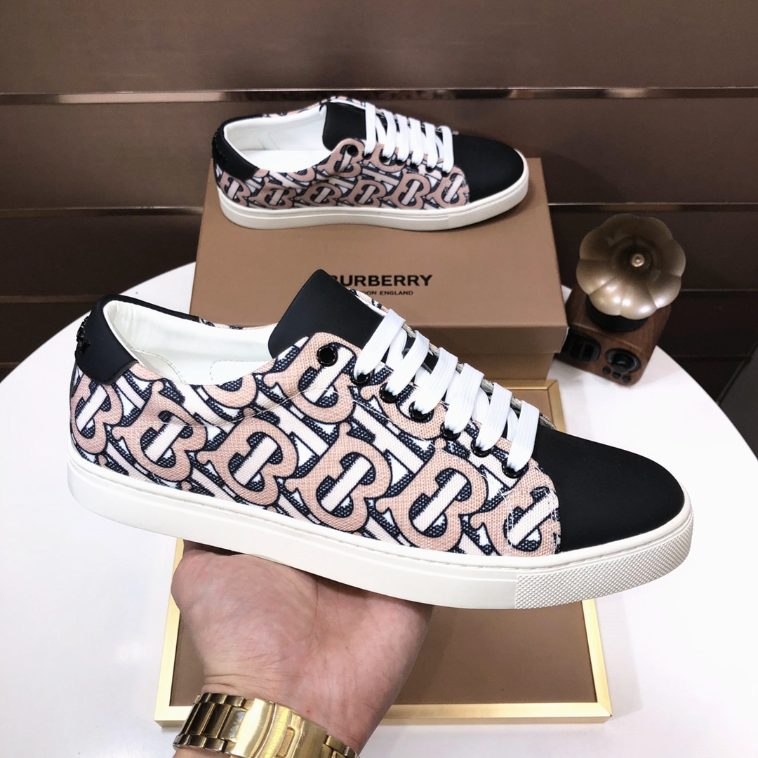 Factory lote [burberry Burberry] clásico lowtop entrenadores importados de piel de vaca con tela esc
