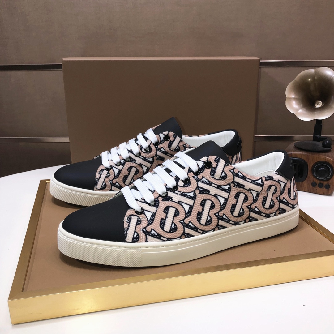 Factory lote [burberry Burberry] clásico lowtop entrenadores importados de piel de vaca con tela esc