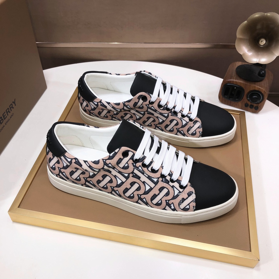 Factory lote [burberry Burberry] clásico lowtop entrenadores importados de piel de vaca con tela esc