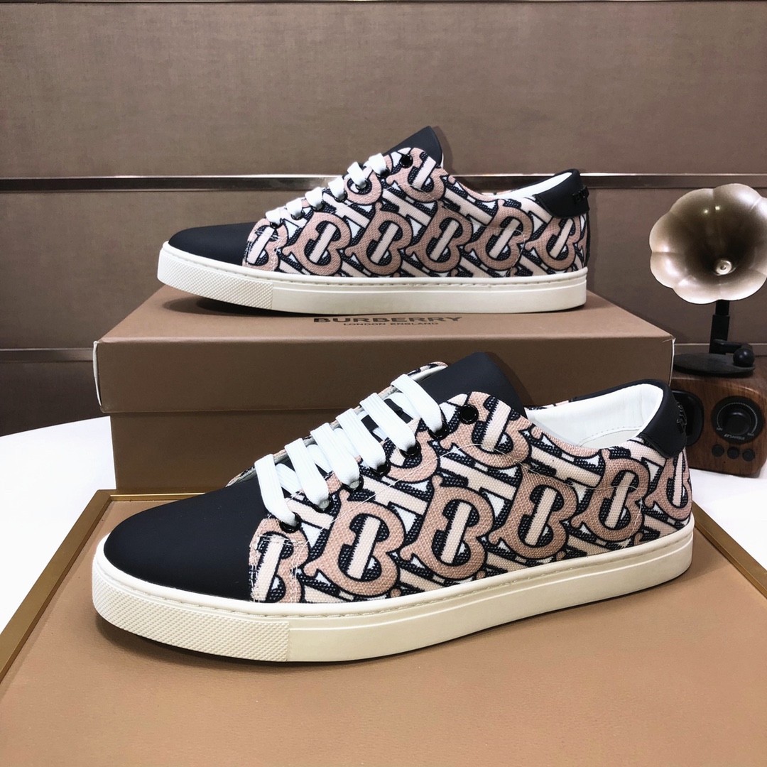Factory lote [burberry Burberry] clásico lowtop entrenadores importados de piel de vaca con tela esc