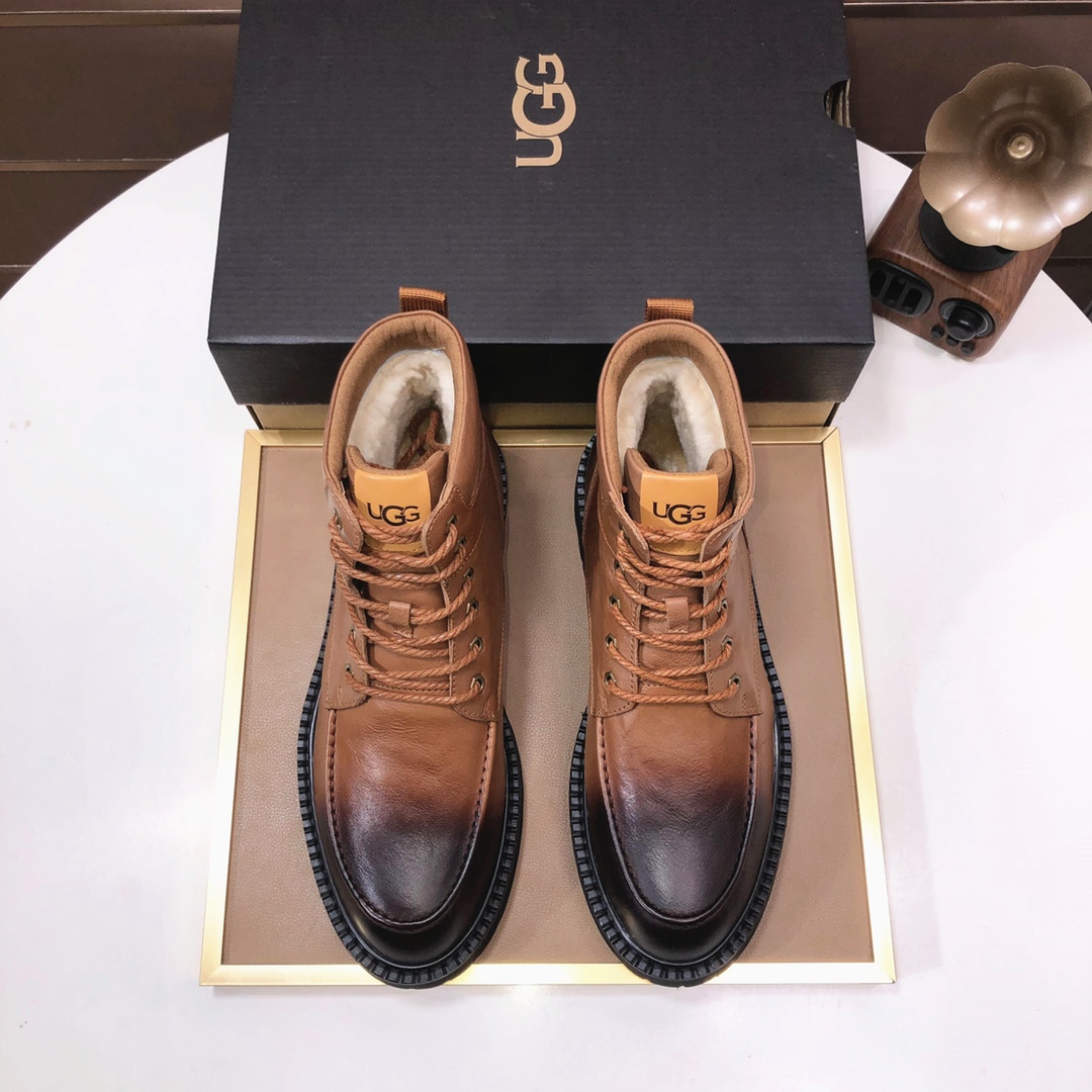 lote de fábrica [UGG] (forro de lana completa) de alta calidad superior de piel de una cálida botas