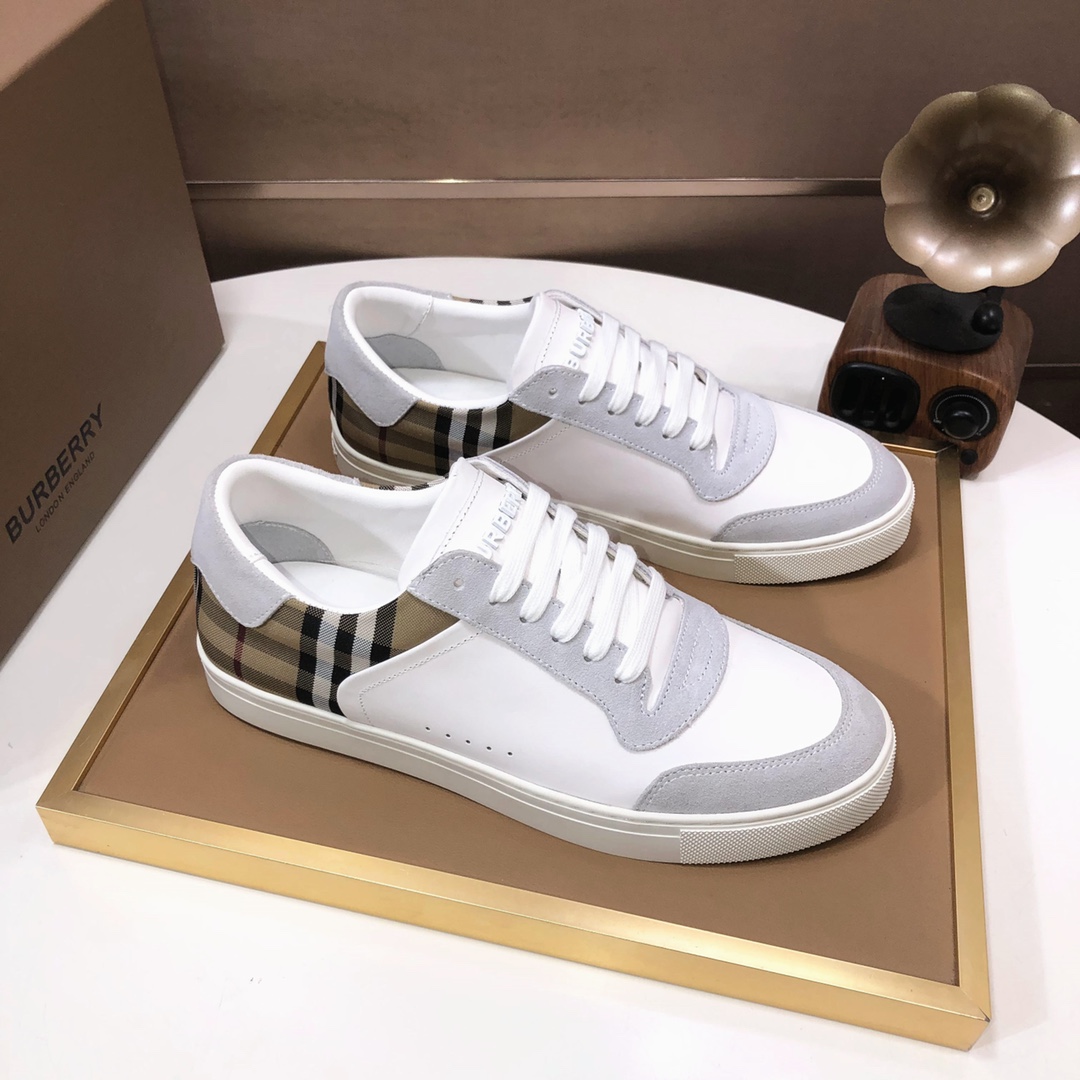 Factory lote [burberry Burberry] clásico lowtop entrenadores importados de piel de vaca con tela esc