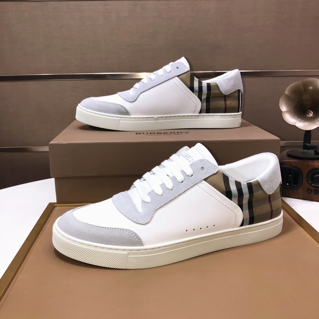 Factory lote [burberry Burberry] clásico lowtop entrenadores importados de piel de vaca con tela esc