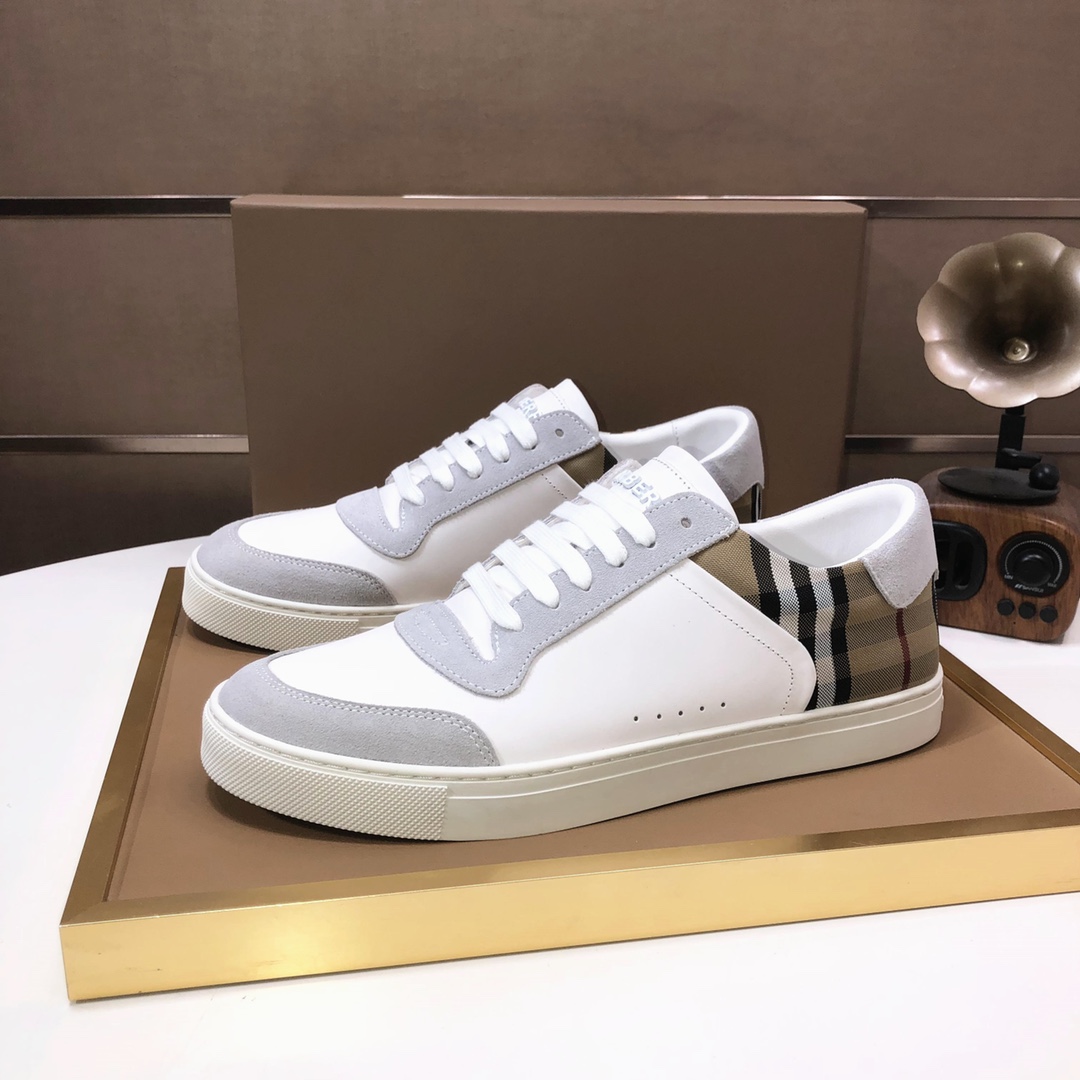 Factory lote [burberry Burberry] clásico lowtop entrenadores importados de piel de vaca con tela esc