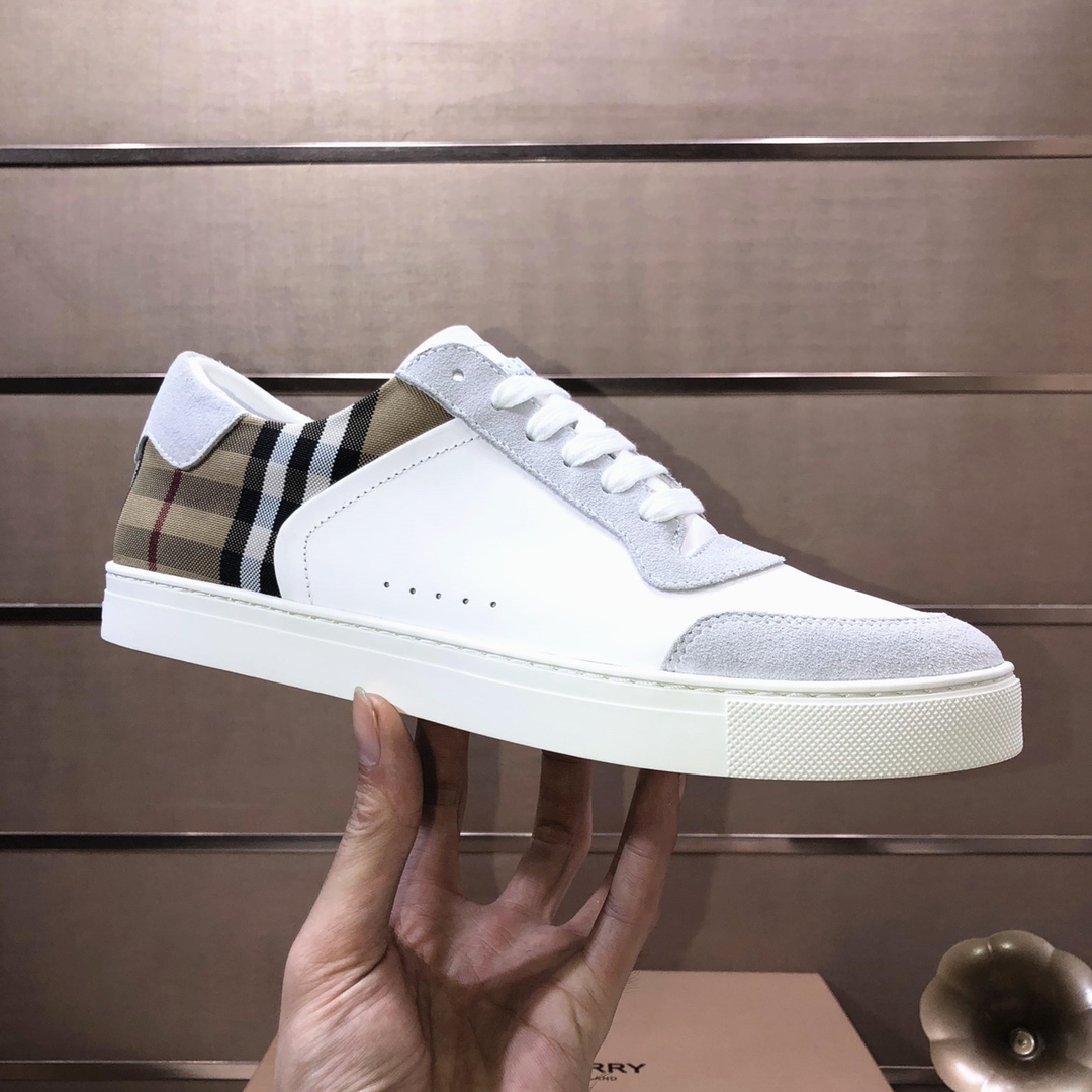 Factory lote [burberry Burberry] clásico lowtop entrenadores importados de piel de vaca con tela esc