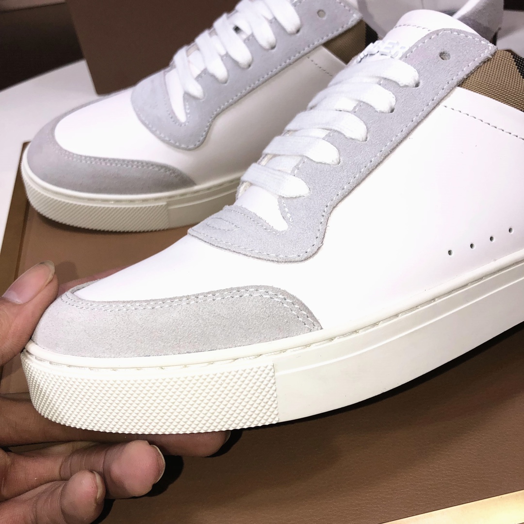 Factory lote [burberry Burberry] clásico lowtop entrenadores importados de piel de vaca con tela esc