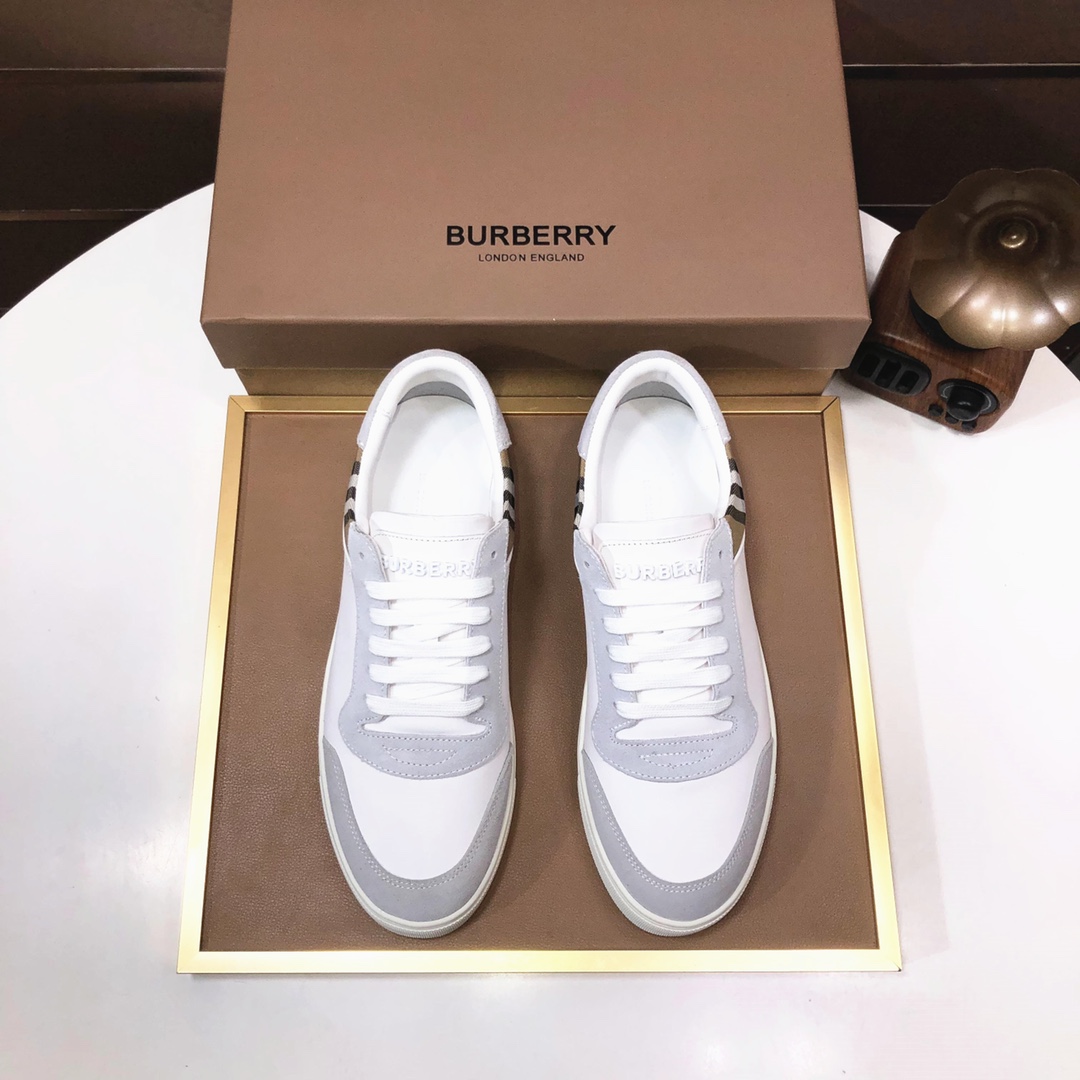 Factory lote [burberry Burberry] clásico lowtop entrenadores importados de piel de vaca con tela esc