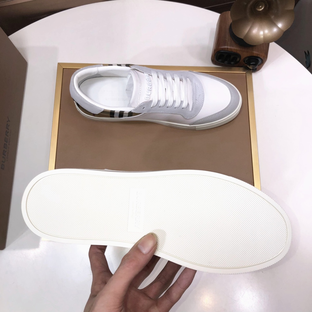 Factory lote [burberry Burberry] clásico lowtop entrenadores importados de piel de vaca con tela esc