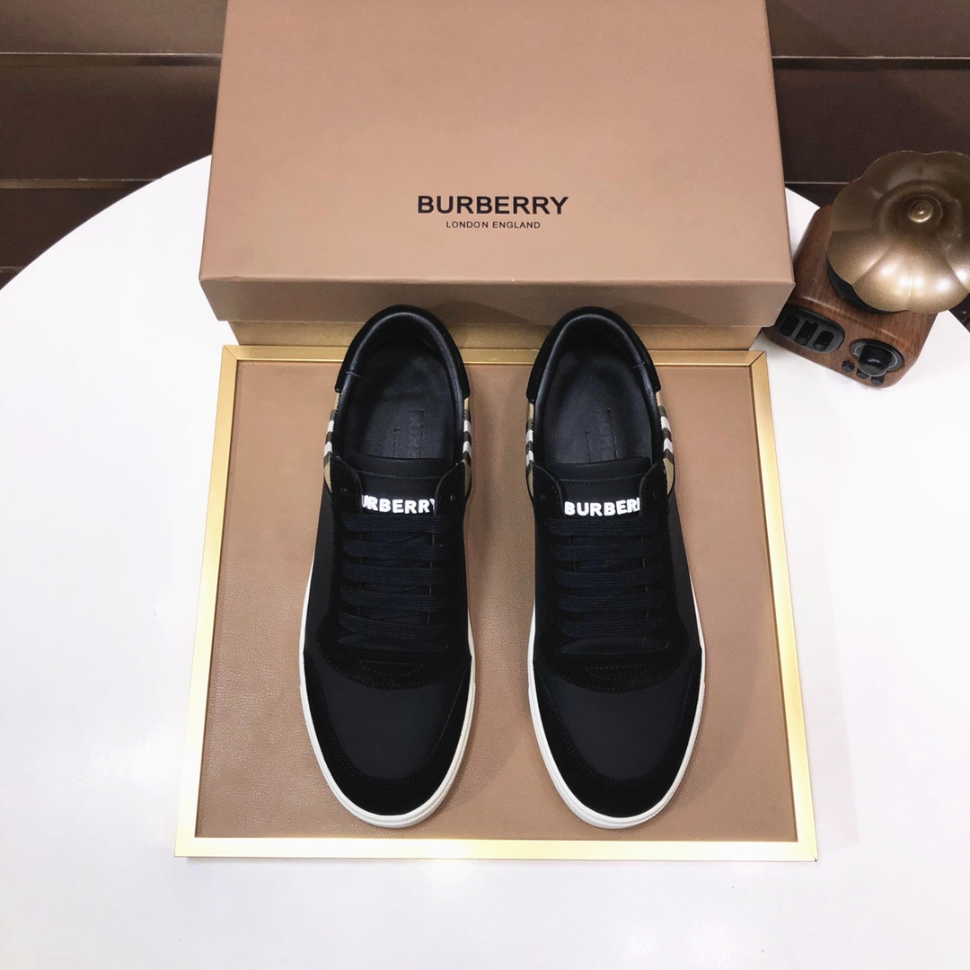 Factory lote [burberry Burberry] clásico lowtop entrenadores importados de piel de vaca con tela esc